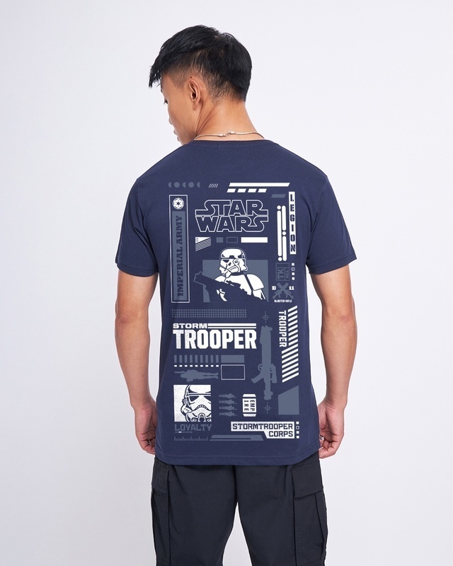 Shop Men's Blue Storm Trooper Graphic Printed T-shirt-Front