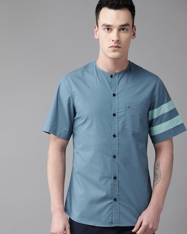 Shop Men's Blue Striped Shirt-Front