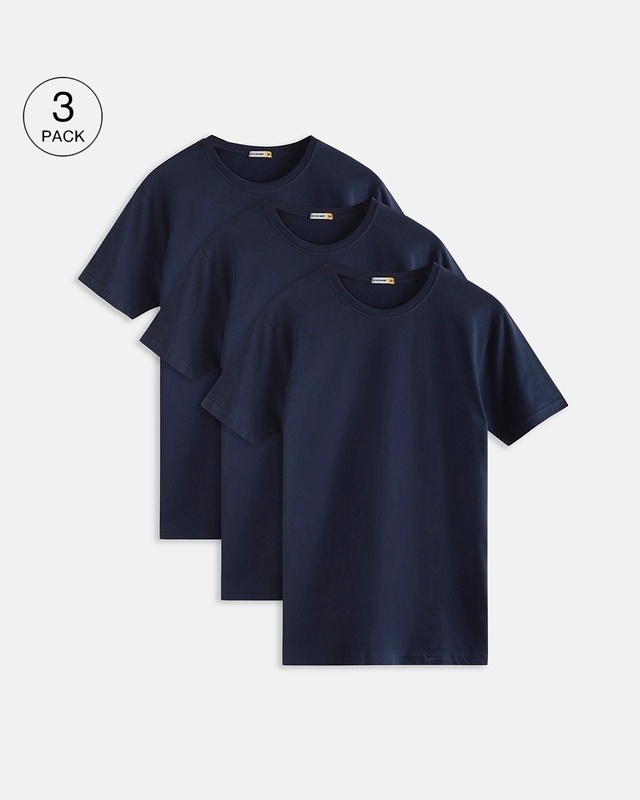 Shop Men's Blue T-shirt Pack of 3-Front