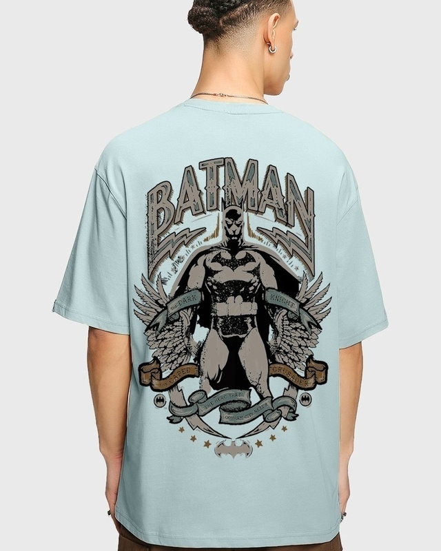 Shop Men's Blue The Dark Knight Graphic Printed Oversized T-shirt-Front
