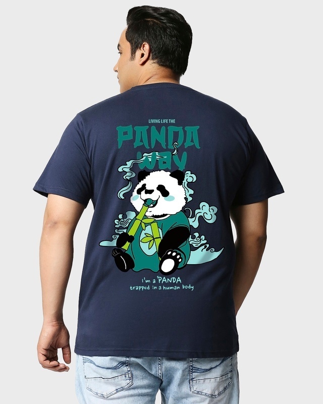 Shop Men's Blue The Panda Way Graphic Printed Oversized Plus Size T-shirt-Front