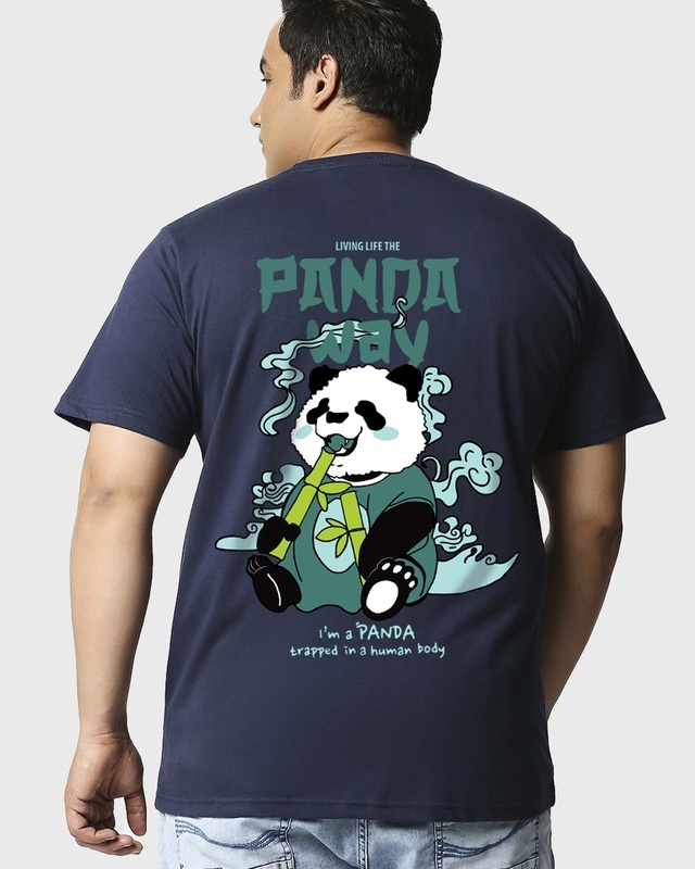 Shop Men's Blue The Panda Way Graphic Printed Oversized Plus Size T-shirt-Front