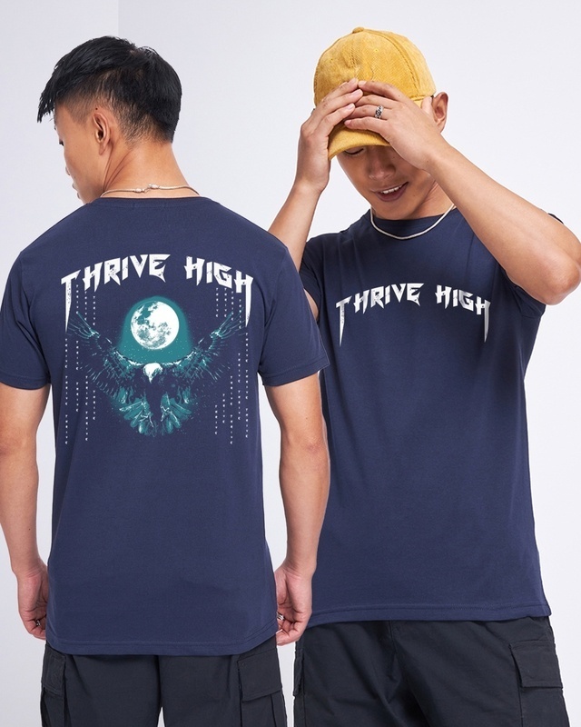 Shop Men's Blue Thrive High Graphic Printed T-shirt-Front