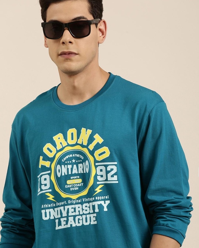 Shop Men's Blue Toronto Typography Oversized T-shirt-Front