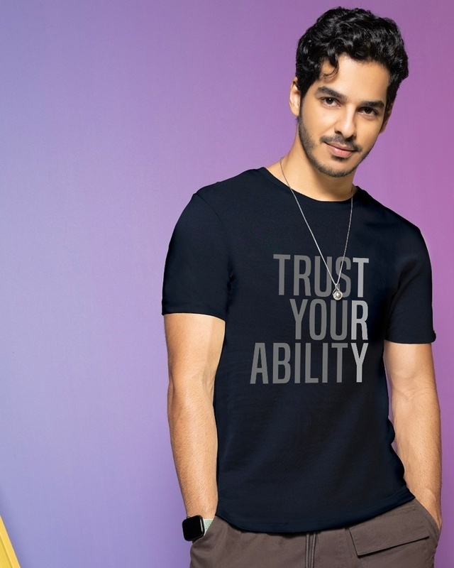 Shop Men's Blue Trust Your Ability Typography T-shirt-Front