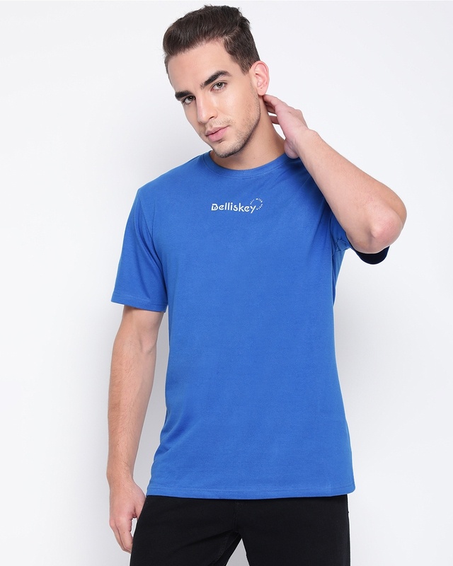 Shop Men's Blue Typography T-shirt-Front