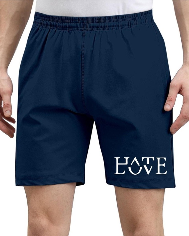 Shop Men's Blue Typography Shorts-Front