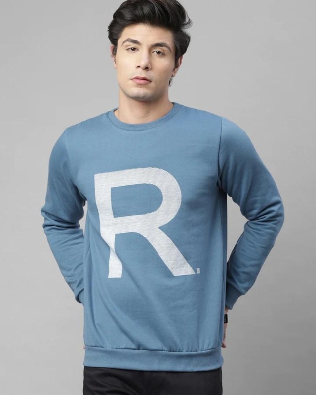 Shop Men's Blue Typography Sweatshirt-Front