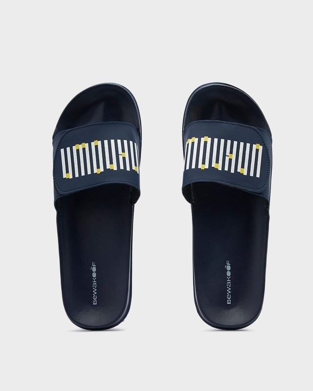 Shop Men's Blue Unknown Printed Velcro Sliders-Front