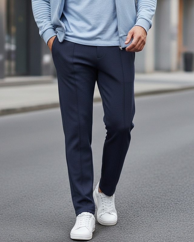 Men's Blue Warm Track Pants-Front Bewakoof Shop Men's Blue Warm Track Pants-Front