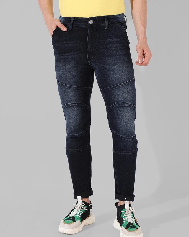 Shop Men's Blue Washed Jeans-Front