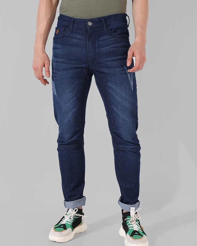 Shop Men's Blue Washed Jeans-Front