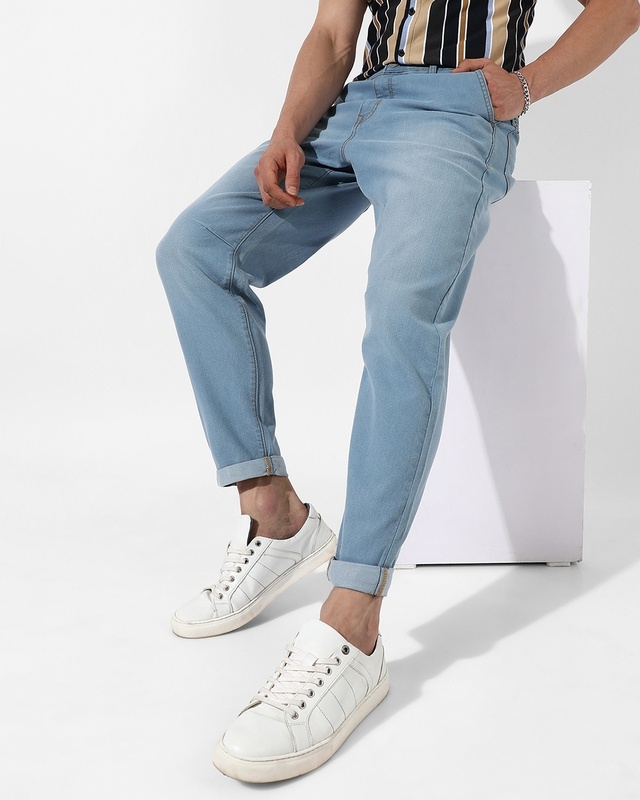 Shop Men's Blue Washed Jeans-Front