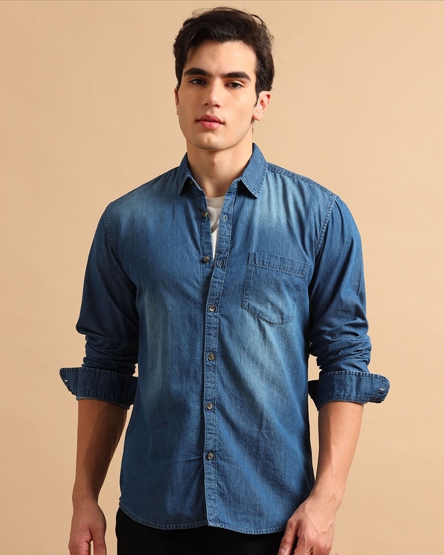 Men's Blue Washed Shirt