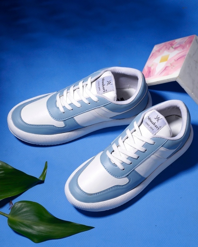 Shop Men's Blue & White Color Block Sneakers-Front