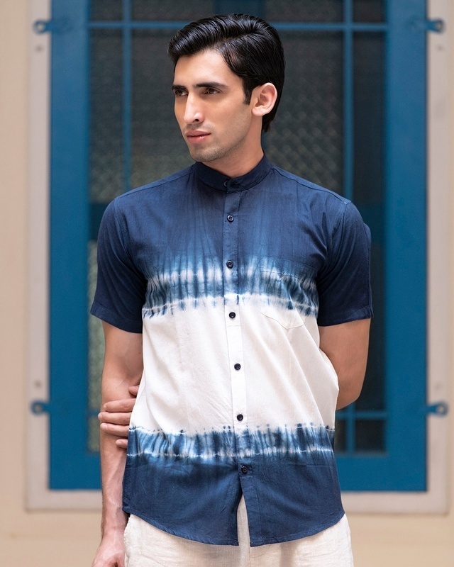 Shop Men's Blue & White Tie & Dye Shirt-Front