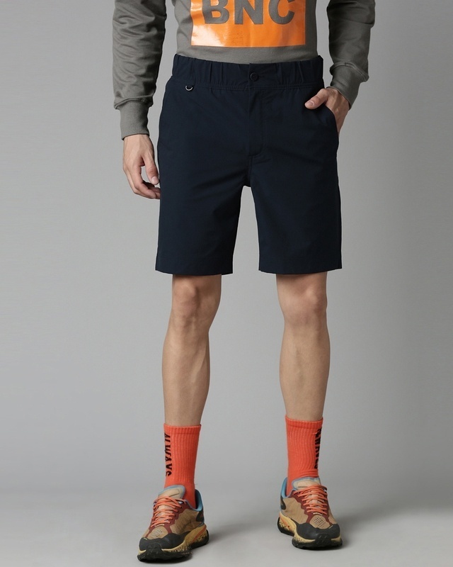 Shop Men's Blue Woven Slim Fit Shorts-Front