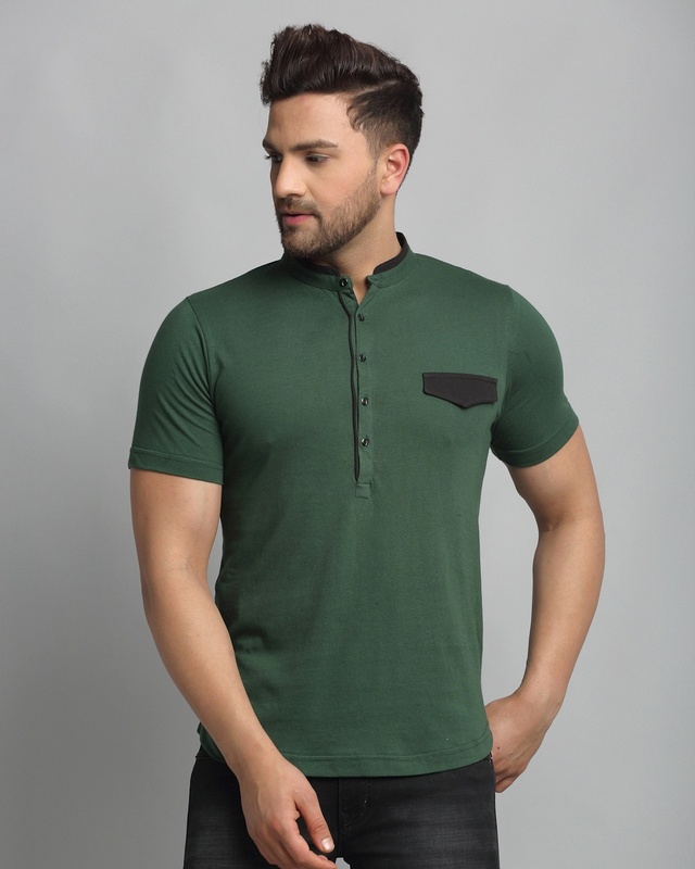 Shop Men's Bottle Green Slim Fit T-shirt-Front