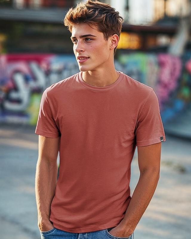 Shop Men's Brick Red T-shirt-Front