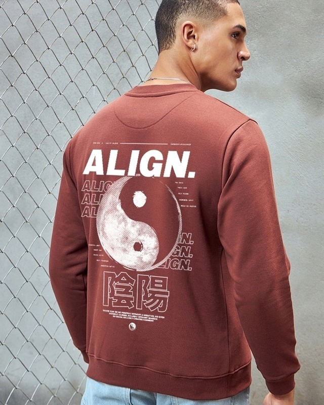 Shop Men's Brown Align Graphic Printed Sweatshirt-Front