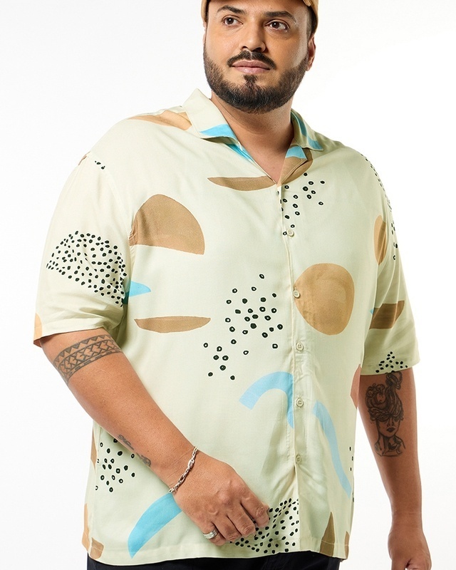 Shop Men's Brown All Over Printed Plus Size Shirt-Front