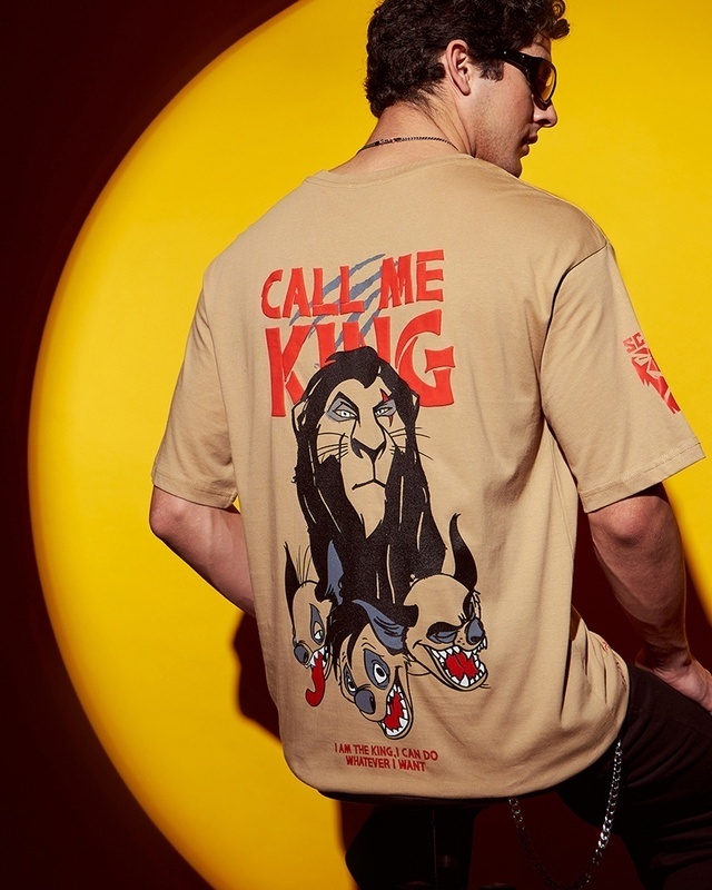 Shop Men's Brown Call Me King Graphic Printed Oversized T-shirt-Front