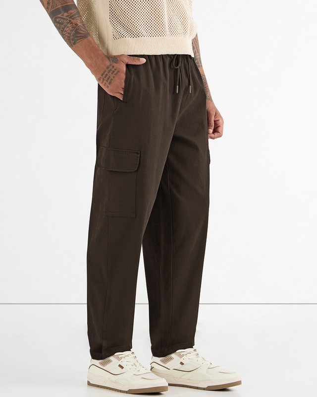 Shop Men's Brown Cargo Carpenter Pants-Front