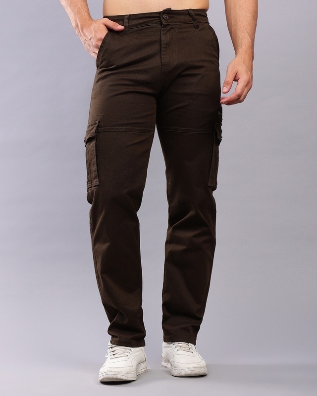 Shop Men's Brown Cargo Jeans-Front