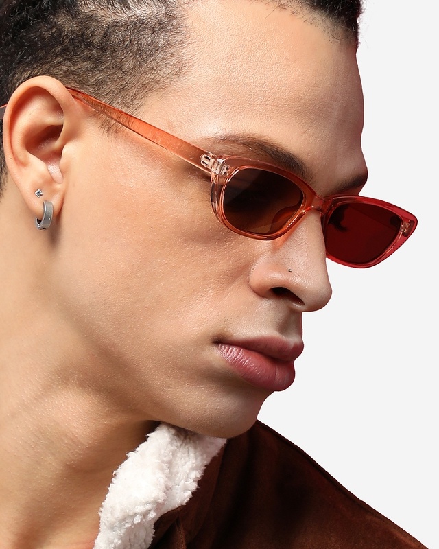 Shop Men's Brown Rectangle Polarised Lens Sunglasses-Front