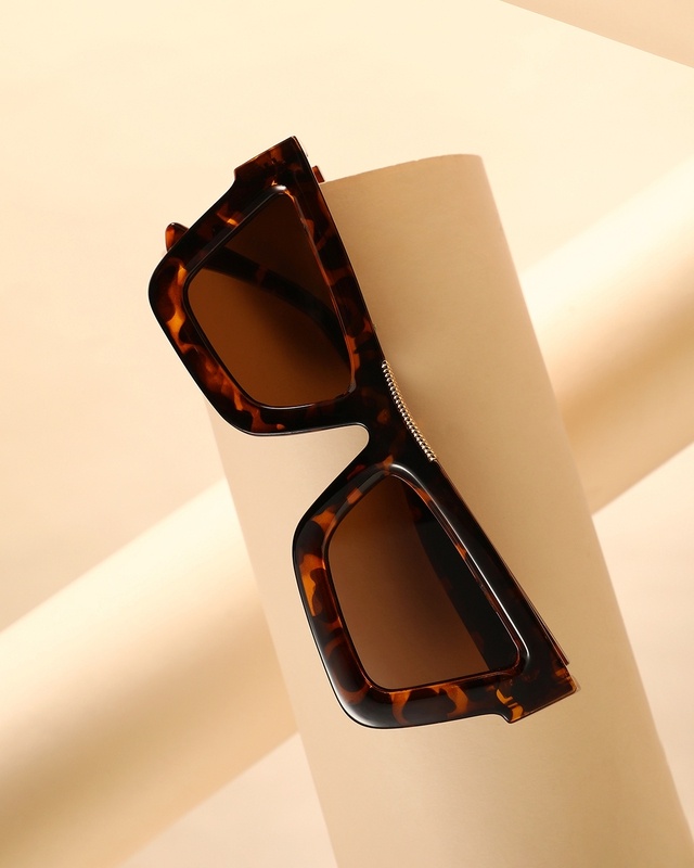 Shop Men's Brown Cateye Polarised Lens Sunglasses-Front