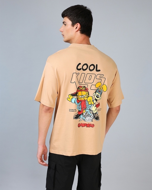 Shop Men's Brown Cool Kids Graphic Printed Oversized T-shirt-Front