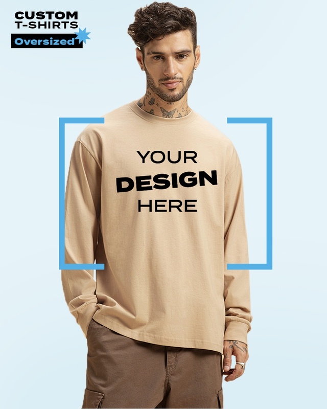 Shop Men's Brown Customizable Oversized T-shirt-Front