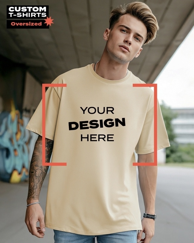 Shop Men's Brown Customizable Oversized T-shirt-Front