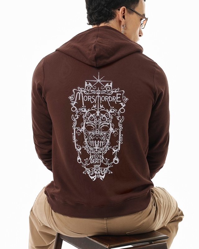 Shop Men's Brown Death Eater Graphic Printed Hoodies-Front