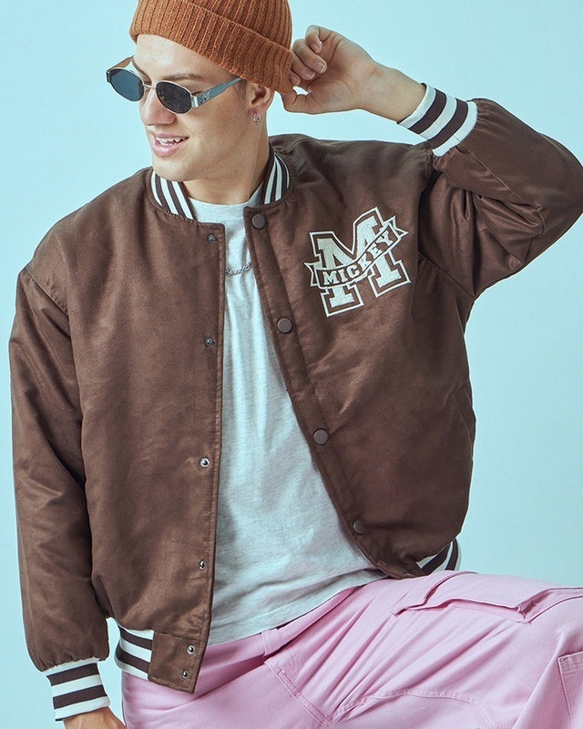 Shop Men's Brown Embroidered Oversized Jacket-Front