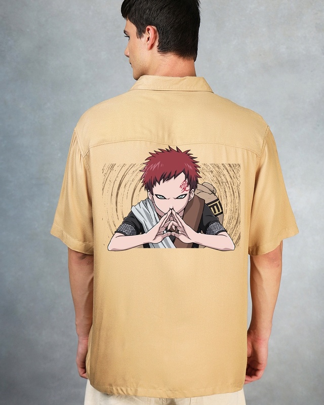 Men's Brown Gara Graphic Printed Oversized Shirt