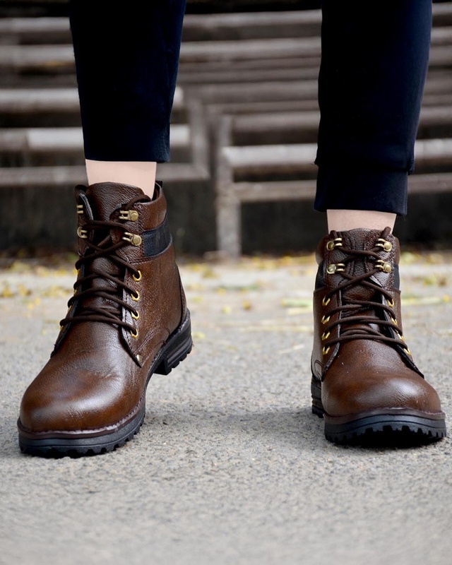Shop Men's Brown High-Top Boots-Front
