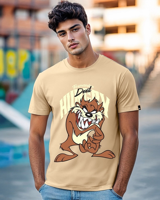 Shop Men's Brown Hungry Devil Graphic Printed T-shirt-Front