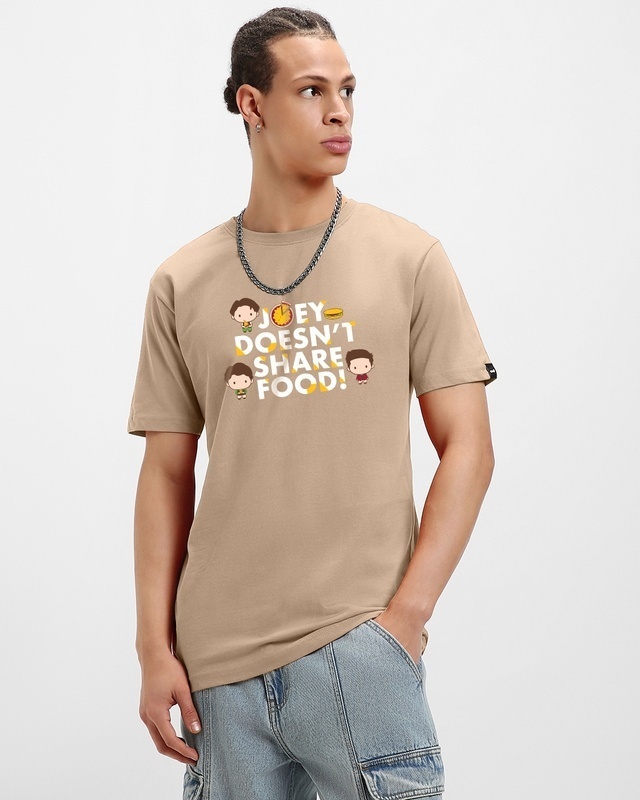 Shop Men's Brown Joey Doesn't Share Food Graphic Printed T-shirt-Front