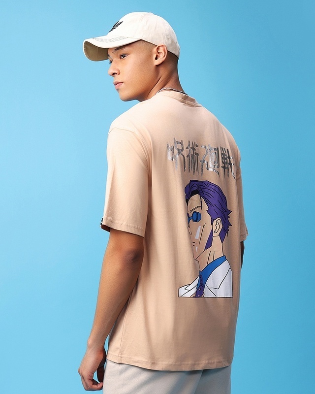 Shop Men's Brown Kento Nanami Graphic Printed Oversized T-shirt-Front