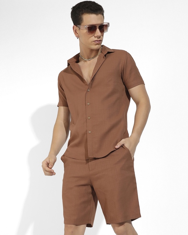 Shop Men's Brown Oversized Co-ordinates-Front
