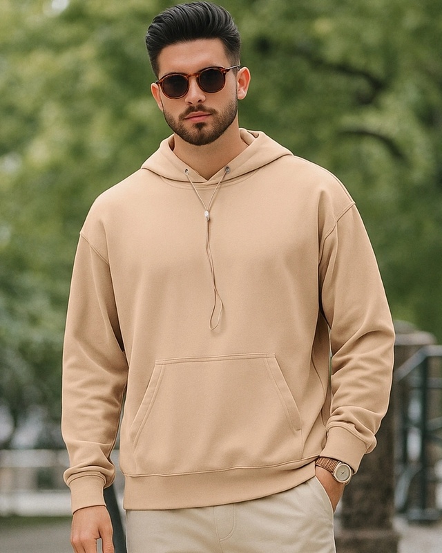 Shop Men's Brown Oversized Hoodies-Front