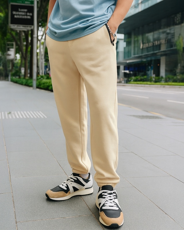 Shop Men's Brown Oversized Warm Joggers-Front