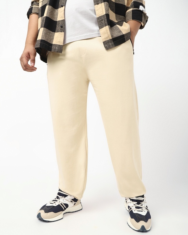 Shop Men's Brown Oversized Plus Size Joggers-Front
