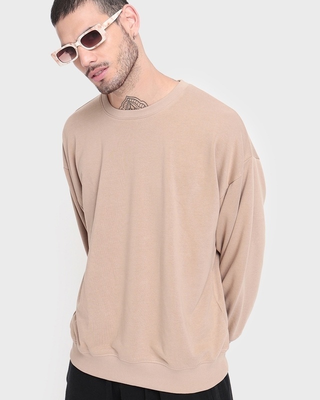 Shop Men's Brown Oversized Sweatshirt-Front