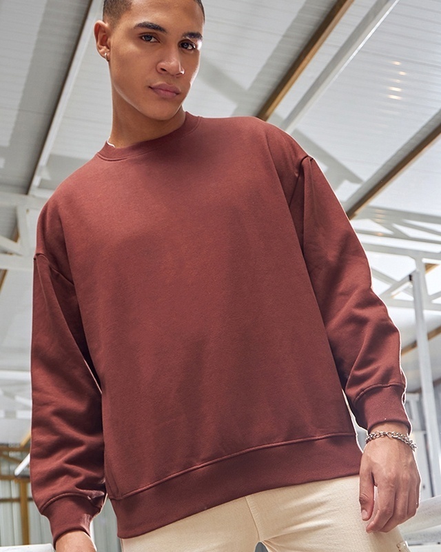 Shop Men's Brown Oversized Sweatshirt-Front