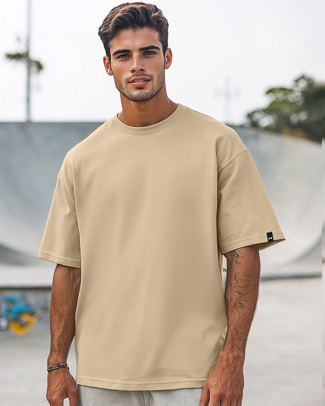 Shop Men's Brown Oversized T-shirt-Front