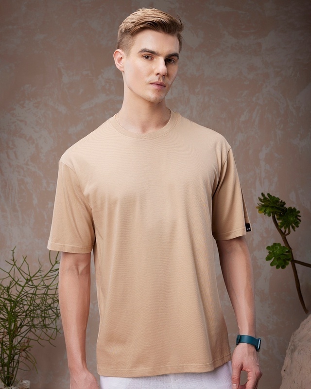 Shop Men's Brown Oversized T-shirt-Front