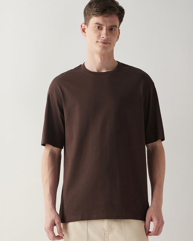 Shop Men's Brown Oversized T-shirt-Front
