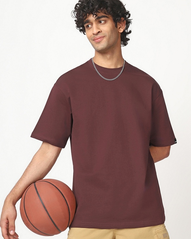 Shop Men's Brown Oversized T-shirt-Front